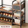 Entryway Hall Tree with Storage Bench, Drawer, 8 Hooks, Shoe Rack & 2-Tier Shelf