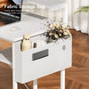 Computer Desk with LED Lights & Adjustable Monitor Stand, Writing Desk, White