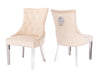 Set of 2/4/6/8 Dining Chairs, Plush Velvet Tufted Bentley Chairs and Studded