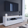TV Stand Modern White High Gloss Doors Entertainment Unit Cabinet With LED Light