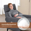 Push Back Recliner Chair Grey Linen Fabric Reclining Armchair