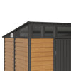 8x7FT Metal Garden Storage Shed with Window Doors Outdoor Tool House Wood Grain