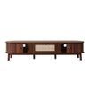 Solid Wood & Rattan TV Stand - Natural Style Cabinet with Doors & Drawers UK