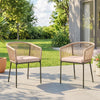 Garden Chairs Set of 2, Rattan Garden Dining Chairs with Cushions, Natural