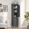 Narrow Linen Floor Storage Cabinet Slim Storage Organizer with 2 Doors-Grey