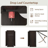 Folding Dining Table w/ Drop Leaf, Space Saving Kitchen Table w/ Storage Shelves