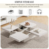 White Marble Look Coffee Table with Sliding Drawers, 90x90cm Square End Table