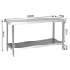 Stainless Steel Kitchen Commercial Prep Table Overshelf Catering Worktop Bench
