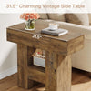 23.6'' Farmhouse Narrow Side End Table with 2-Tier Storage Shelf for Living Room