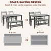 4-Pcs Dining Table Set with 2 Chairs & Bench,Space-Saving Design w/ Storage Rack