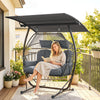 Double Hanging Egg Chair, 2 Seat Egg Swing Chair with Canopy, Dark Grey