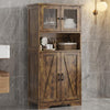 Freestanding Pantry Storage Cabinet w/Glass Doors,Adjustable Shelves,Tall Cupboa