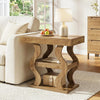 3-Tier Narrow End Table Wooden Sofa Side Table with Storage Shelf for LivingRoom