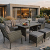 7-Seater Rattan Furniture Set with Table Armchairs Stools Garden Outdoor Patio