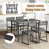 Sturdy Metal Frame Dining Set for 4 with Storage Rack