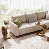 C-Shaped End Table, Wood Side Sofa Table for Living Room Bedroom, Rustic Brown