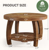 31.5'' Solid Wood Round Coffee Table, 2-Tier Wooden Center Table for Living Room