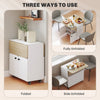Folding Dining Table, Rolling Drop Leaf Table with Hidden Shelf & Cabinet, White