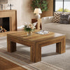 39.4-Inch Square Coffee Table for Living Room, Farmhouse Center Cocktail Table
