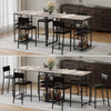 3 PCS Dining Table Set 2 Upholstered Chairs with Storage Shelves for Space