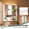 Bathroom Mirror Cabinet with Shaver Socket & Door & Open Compartment & LED Vdlod