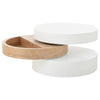Round Rotating Coffee Table w/ 360° Swivel Layer & Storage, White + Wood Grain