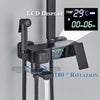 Exposed Shower Taps Mixer Valve Black Bathroom Square Twin Head Bar Shower Set