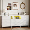63in TV Stand with 8 Fabric Drawers & LED Lights, Storage Cabinet with Wood Top