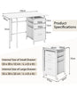 Folding Computer Desk Wheeled PC Laptop Table Writing Workstation with 3 Drawers