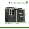 Garden Shed 8x6FT Steel Apex Tool Equipment Organize W/Window Door Anthracite