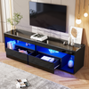 TV Stand Cabinet With LED Lights Up to 80in TV, TV Unit with Shelves and Drawers