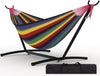 Double Hammock with Steel Stand, 350 lb Capacity, Portable In/Outdoor Carry Bag