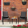 3PCS Patio Bistro Set Coffee Table and 2 Chair Conversation Furniture Black