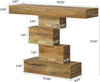 Rustic Oak Console Table with Geometric Base, Slim 108cm Sofa Hallway Table