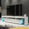Modern 200cm TV Unit Cabinet Stand | White High Gloss Doors | Free LED Lights