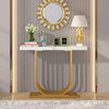 Modern Gold Console Table, 39.37-Inch Faux Marble Entryway Sofa Table for Foyer