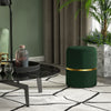 Round Pouffe, Storage Footstool with Cushioned Top, Dark Green