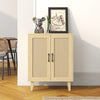 Wooden Storage Cabinet with Rattan Decorating Buffet Sideboard Accent Cabinet