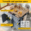 Kitchen Island w/ Drop Leaf, 5 Drawers, Serving Trolley Storage Cabinet, Blue