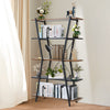 Industrial Bookcase Bookshelf 5 Tiers Wooden Storage Shelf Metal Frame Stand