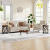 Round End Table, Industrial Side Table with Metal Hollow Frame for Living Room