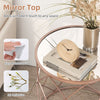 Set of 2 Modern Space Saving Side Table Stackable Round End Table W/Mirrored Top