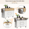 Kitchen Island on Wheels Rolling Storage Trolley with Extendable Worktop, White