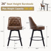2 pack Swivel Bar Stools 26 inch Linen Counter Chairs Tufted Back Wood Legs