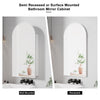 Bathroom Mirror Cabinet with Arched Semi-Recessed Medicine Storage Cabinet Silve