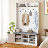 Farmhouse Entryway Bench with Shoe Storage & 7 Hooks