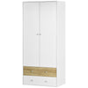 2 Door Wardrobe White Wardrobe with Drawers and Hanging Rod Refurbished