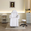 White Beauty Bed Adjustable Massage Table Spa Salon Bed Recliner w/Stool