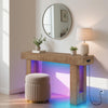 Farmhouse Console Table w/LED Lights&Charging Station Narrow Entryway Sofa Table