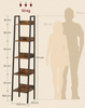 Ladder Shelf 5-Tier Narrow Shelf Bookshelf Rustic Brown and Black